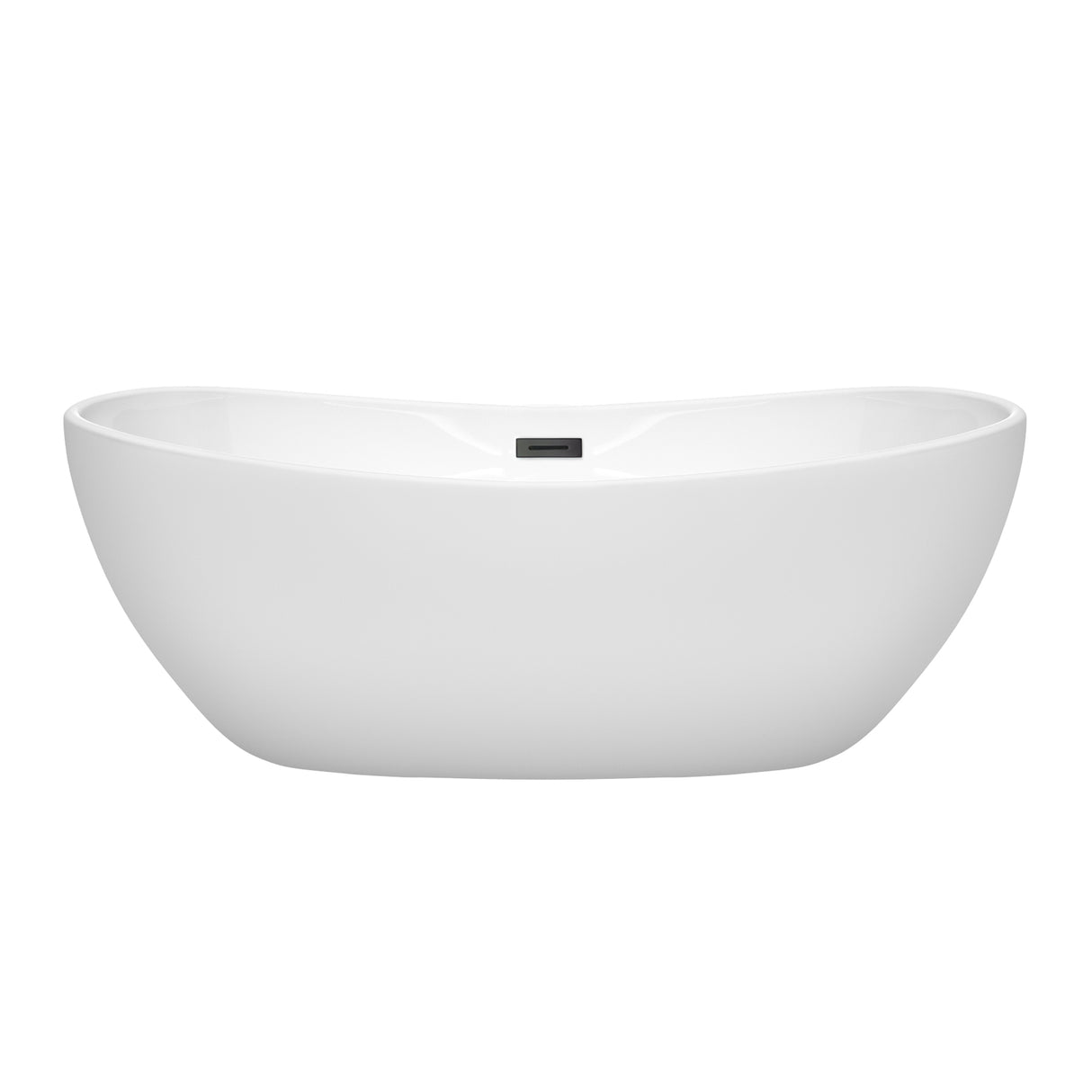 Rebecca 65 Inch Freestanding Bathtub in White with Matte Black Drain and Overflow Trim