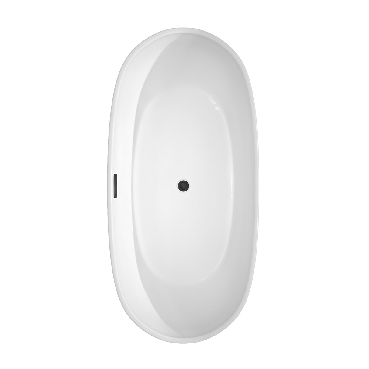Rebecca 65 Inch Freestanding Bathtub in White with Floor Mounted Faucet Drain and Overflow Trim in Matte Black