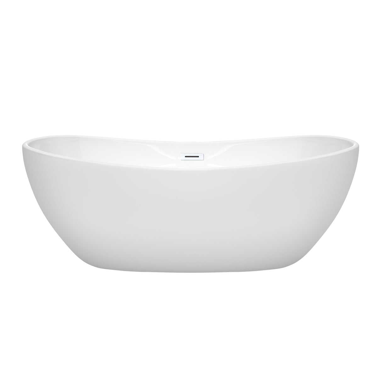 Rebecca 65 Inch Freestanding Bathtub in White with Shiny White Drain and Overflow Trim