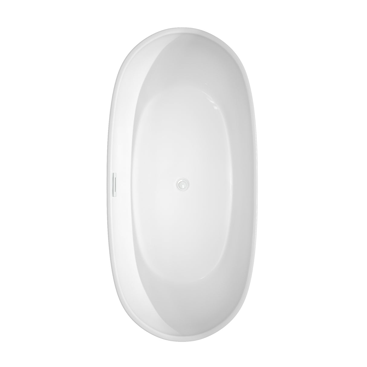 Rebecca 65 Inch Freestanding Bathtub in White with Shiny White Drain and Overflow Trim
