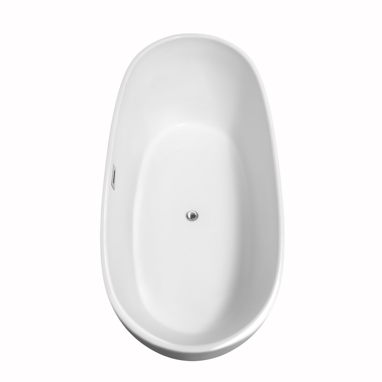 Rebecca 70 Inch Freestanding Bathtub in White with Polished Chrome Drain and Overflow Trim