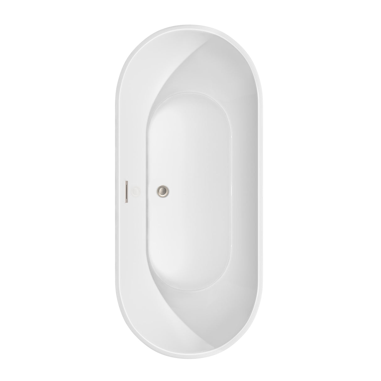 Brooklyn 67 Inch Freestanding Bathtub in White with Brushed Nickel Drain and Overflow Trim