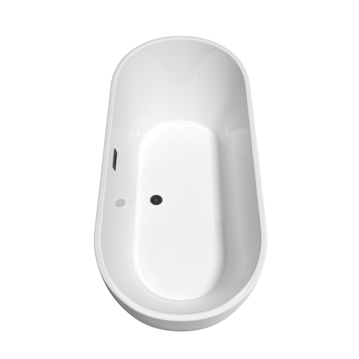 Brooklyn 67 Inch Freestanding Bathtub in White with Matte Black Drain and Overflow Trim
