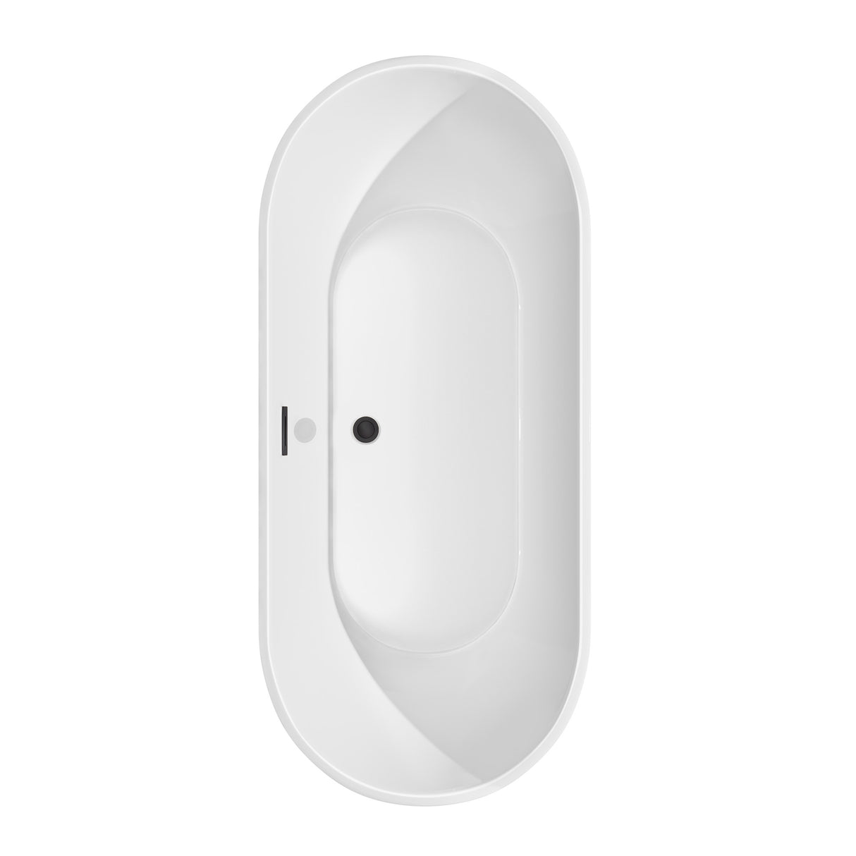 Brooklyn 67 Inch Freestanding Bathtub in White with Matte Black Drain and Overflow Trim