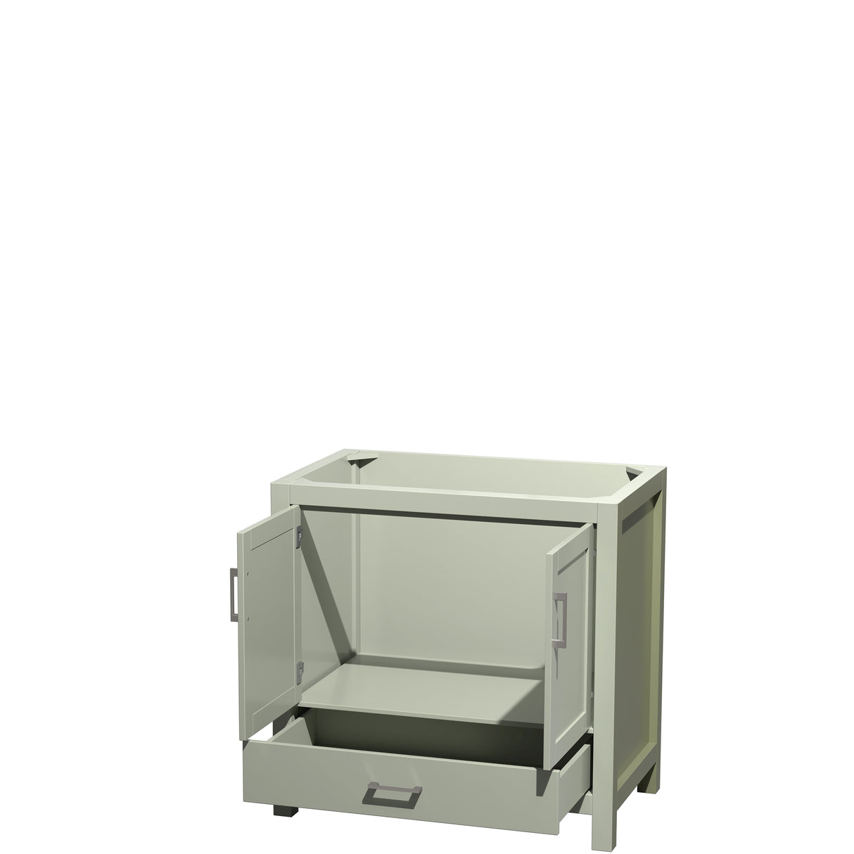 Sheffield 36 inch Single Bathroom Vanity in Light Green No Countertop No Sink Brushed Nickel Trim