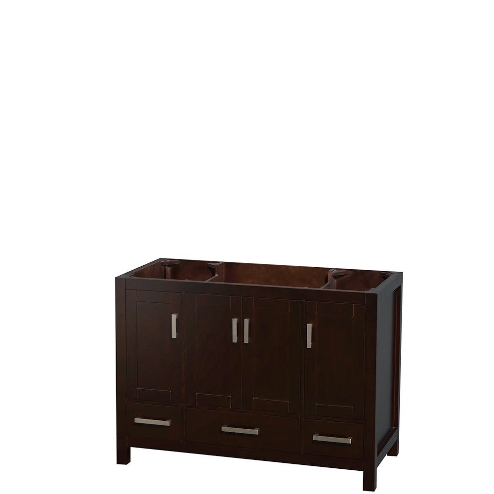 Sheffield 48 Inch Single Bathroom Vanity in Espresso White Carrara Marble Countertop Undermount Oval Sink and Medicine Cabinet