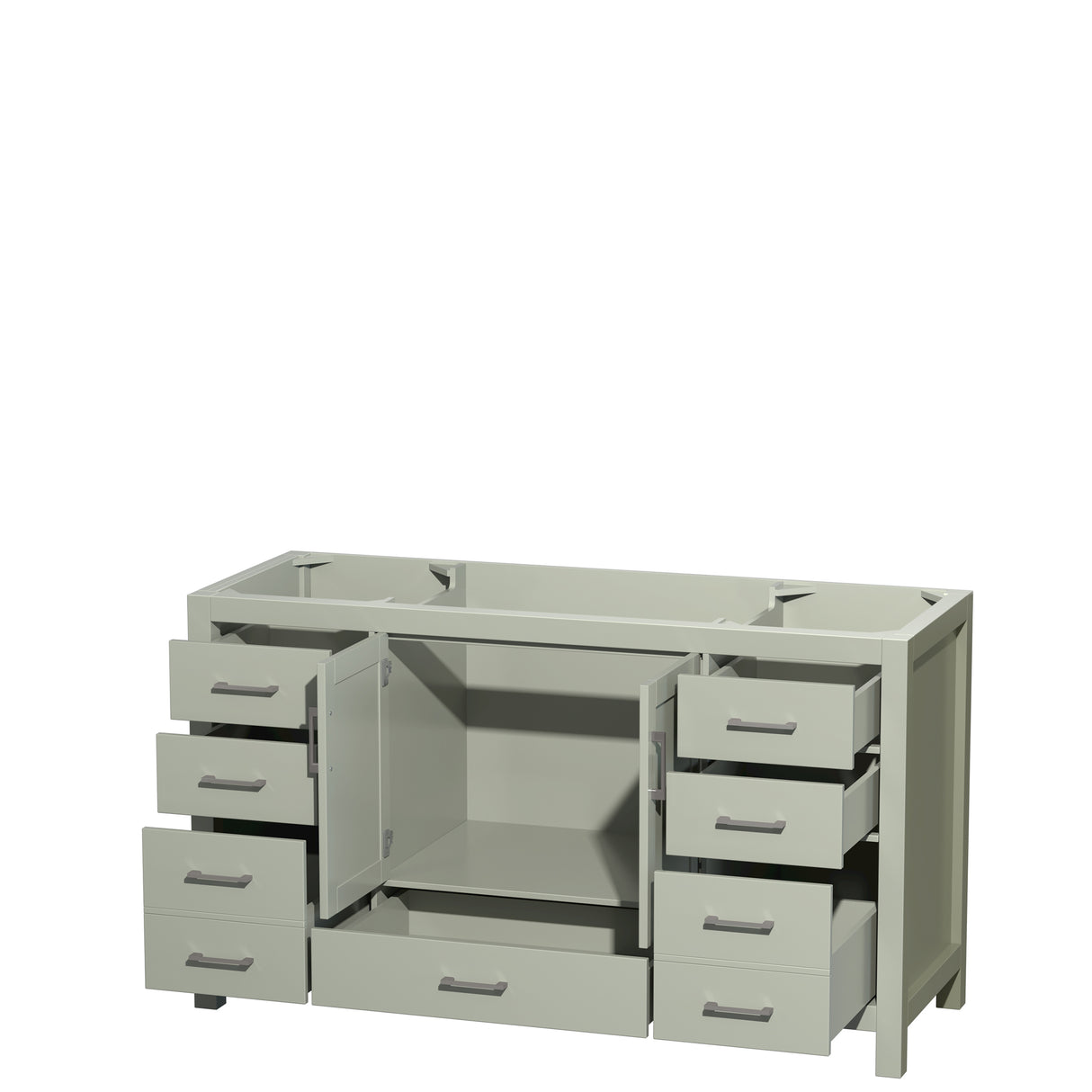 Sheffield 60 inch Single Bathroom Vanity in Light Green No Countertop No Sink Brushed Nickel Trim