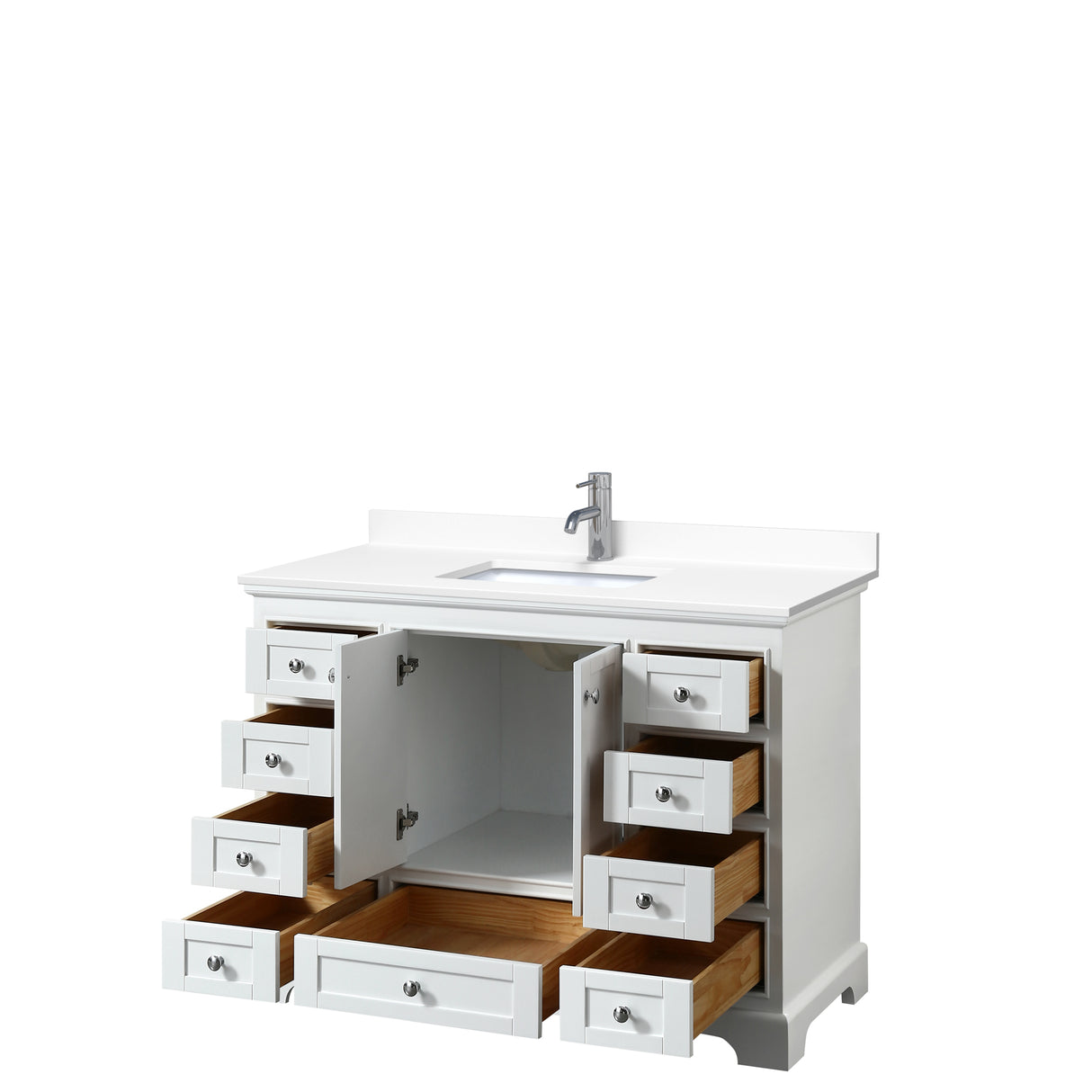 Deborah 48 Inch Single Bathroom Vanity in White White Cultured Marble Countertop Undermount Square Sink No Mirror
