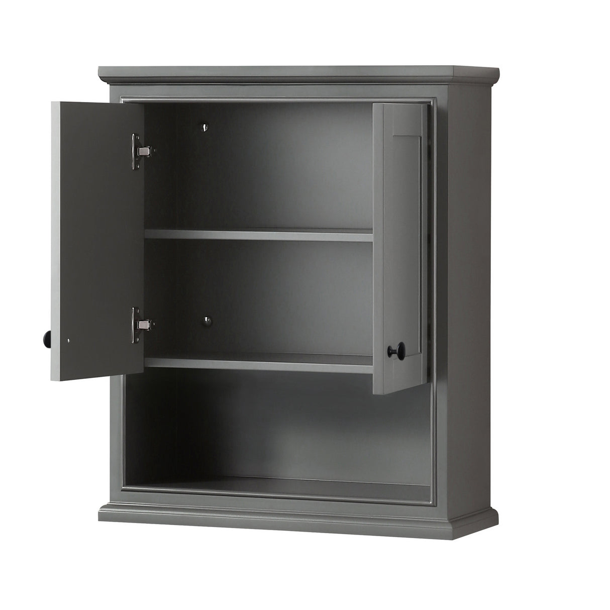 Deborah Over-the-Toilet Bathroom Wall-Mounted Storage Cabinet in Dark Gray with Matte Black Trim
