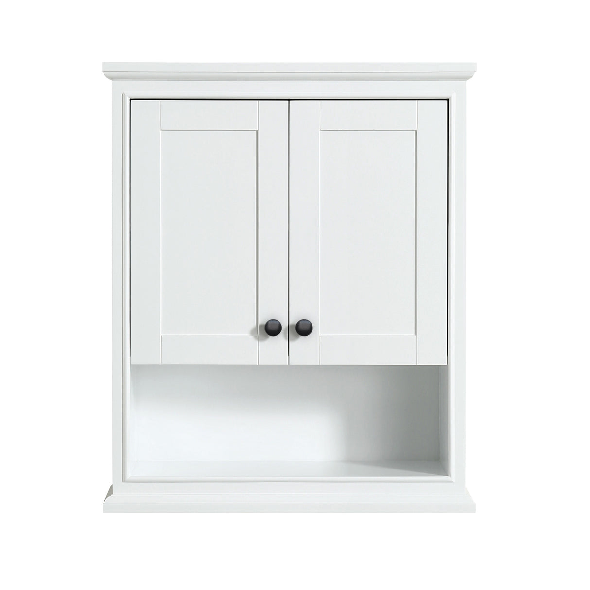 Deborah Over-the-Toilet Bathroom Wall-Mounted Storage Cabinet in White with Matte Black Trim