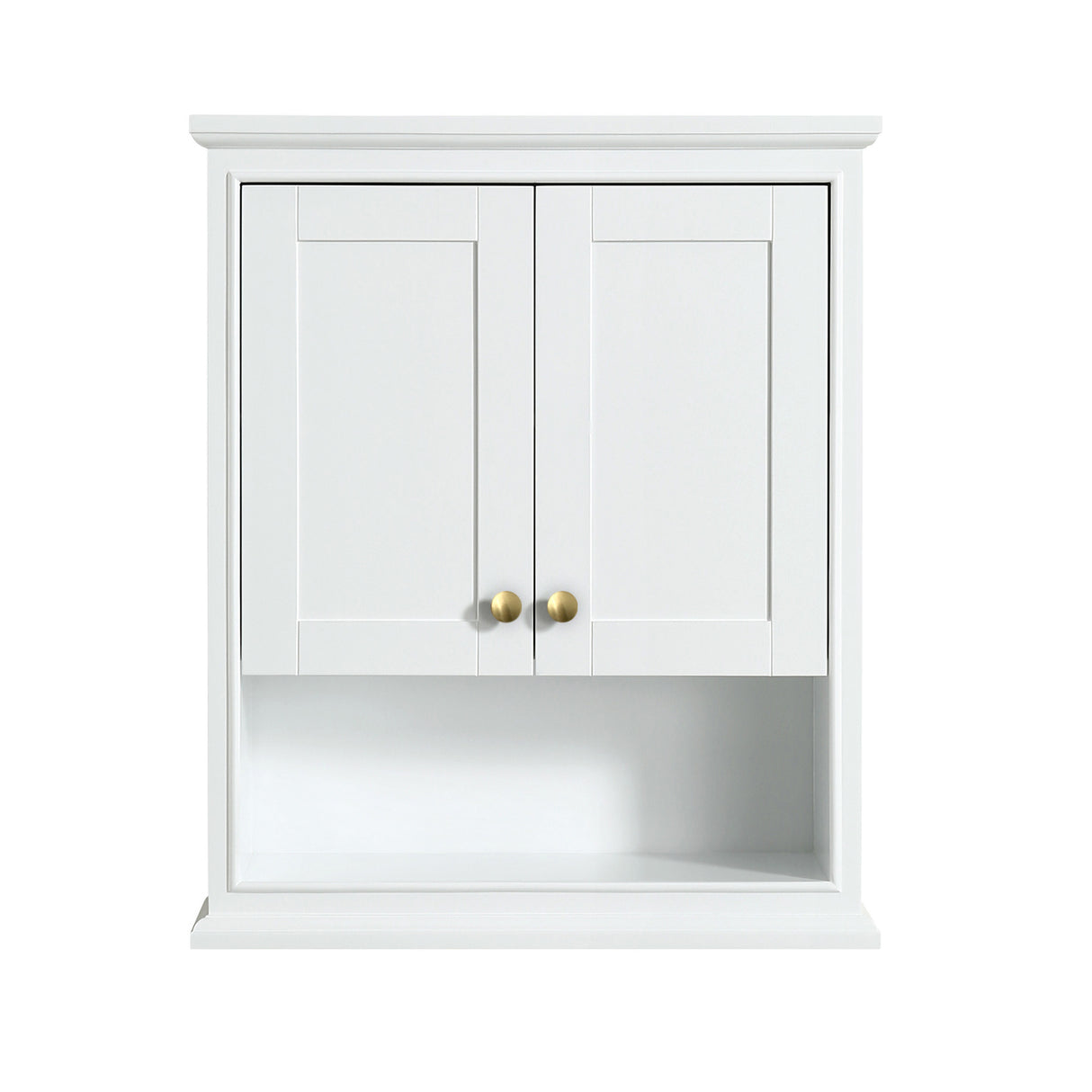 Deborah Over-the-Toilet Bathroom Wall-Mounted Storage Cabinet in White with Brushed Gold Trim