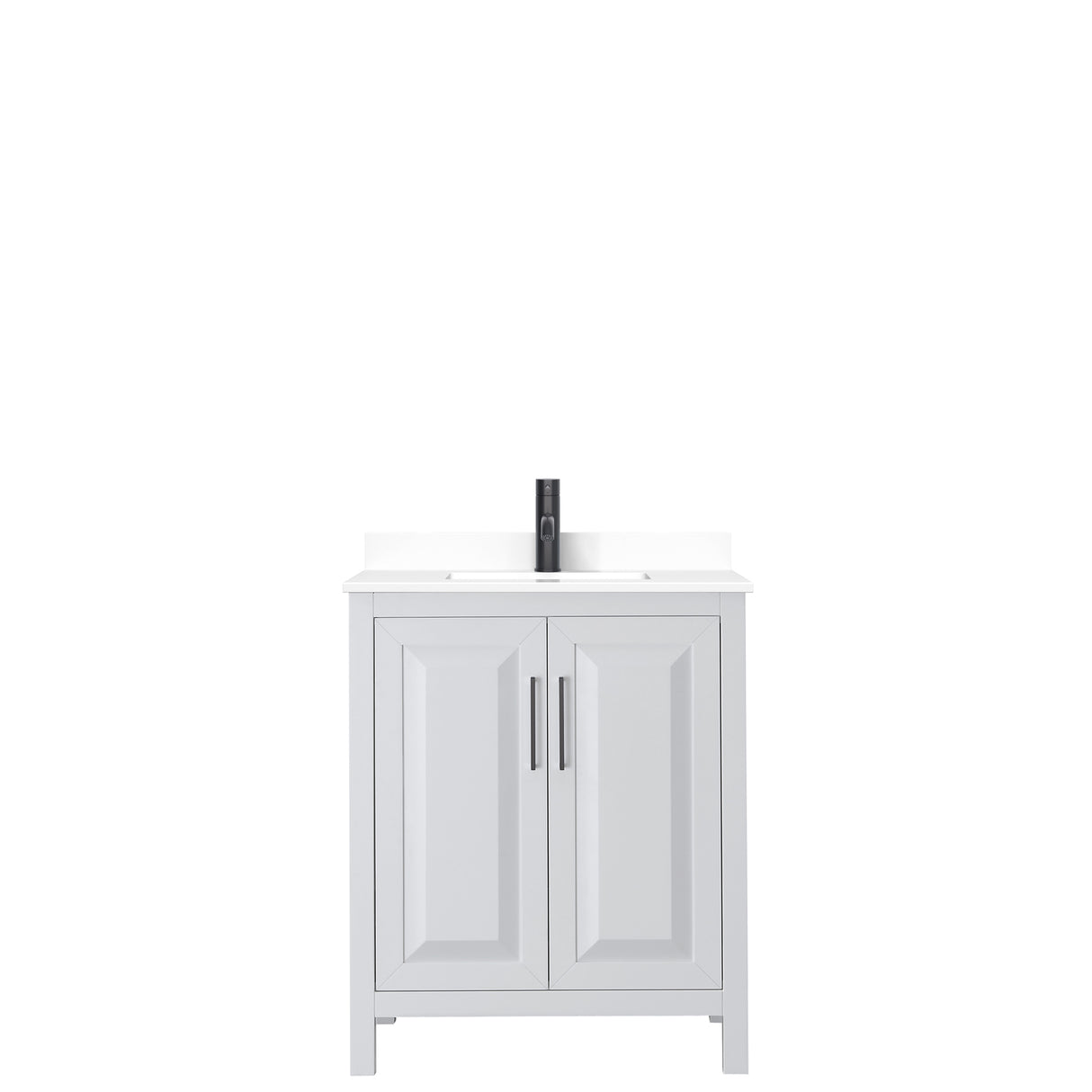 Daria 30 Inch Single Bathroom Vanity in White White Cultured Marble Countertop Undermount Square Sink Matte Black Trim