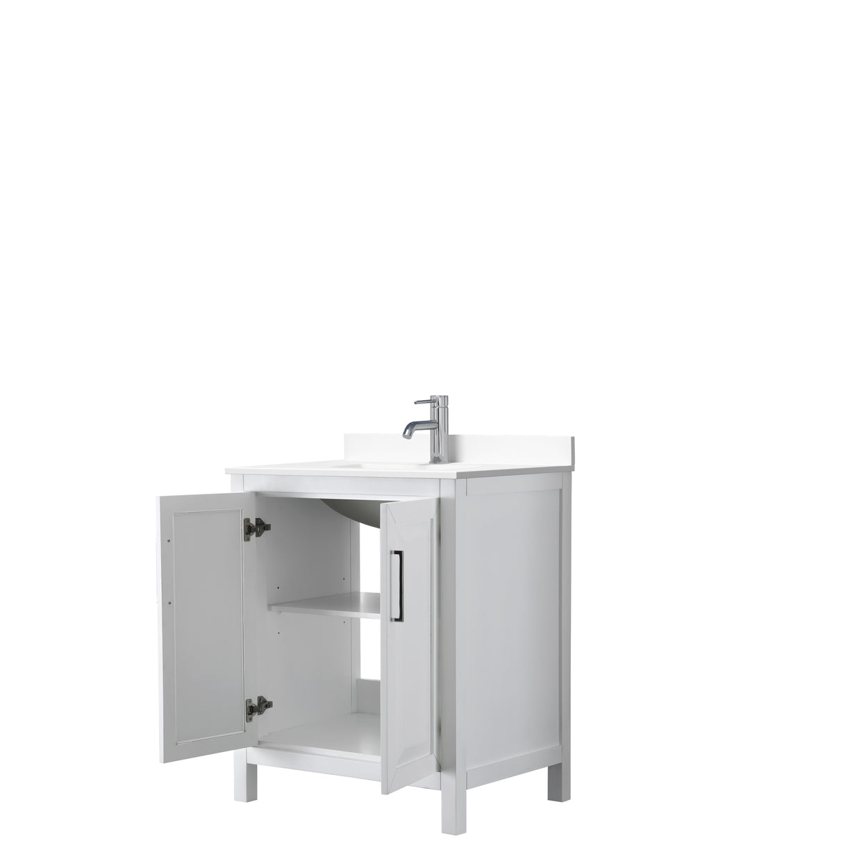 Daria 30 Inch Single Bathroom Vanity in White White Cultured Marble Countertop Undermount Square Sink No Mirror