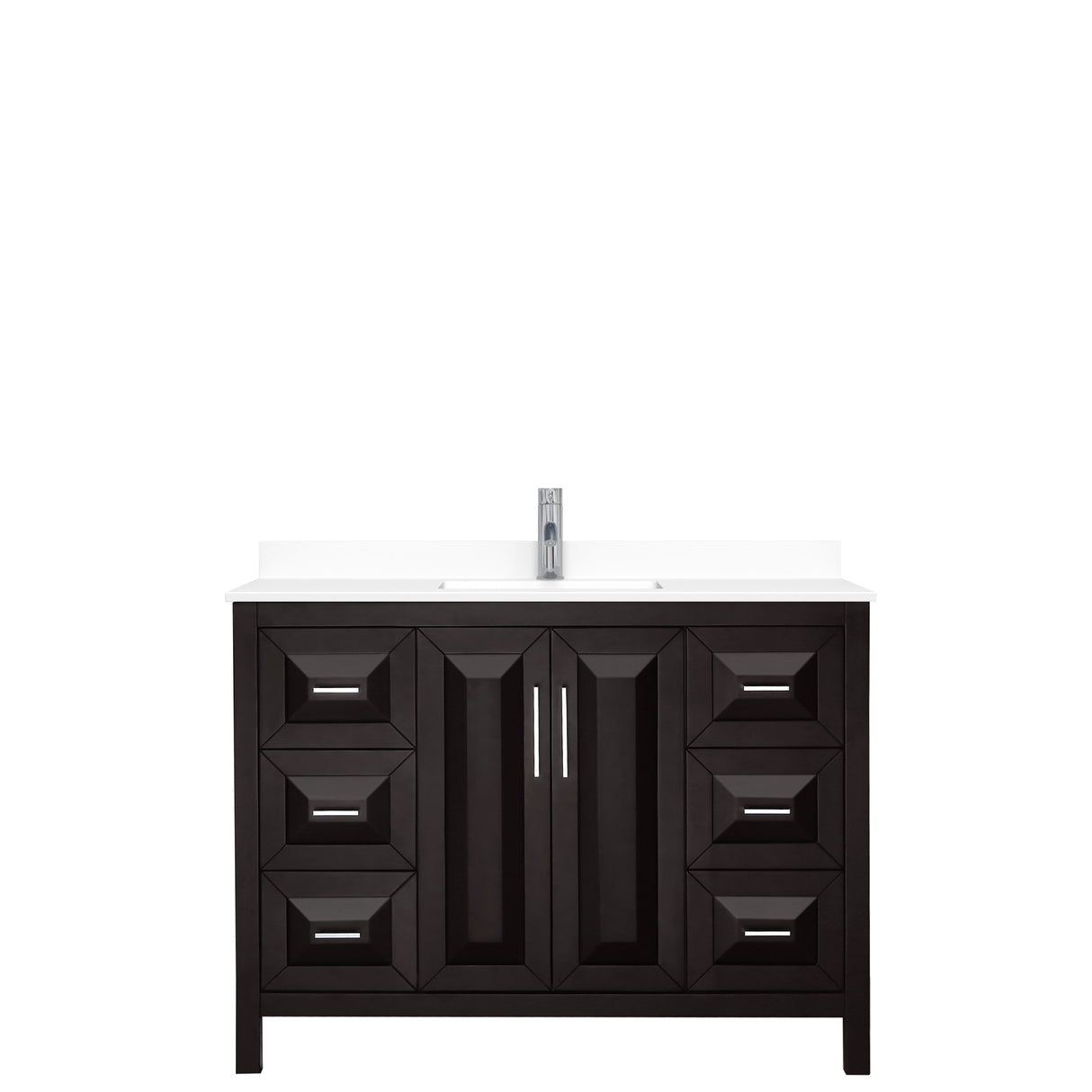 Daria 48 Inch Single Bathroom Vanity in Dark Espresso White Cultured Marble Countertop Undermount Square Sink No Mirror