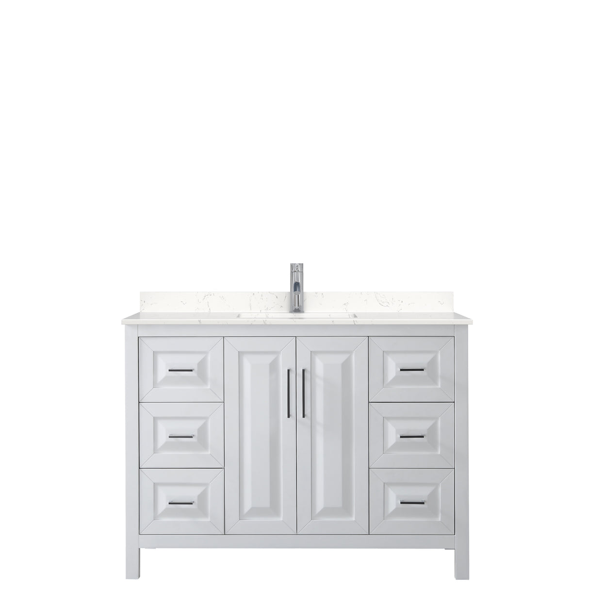 Daria 48 Inch Single Bathroom Vanity in White Carrara Cultured Marble Countertop Undermount Square Sink No Mirror