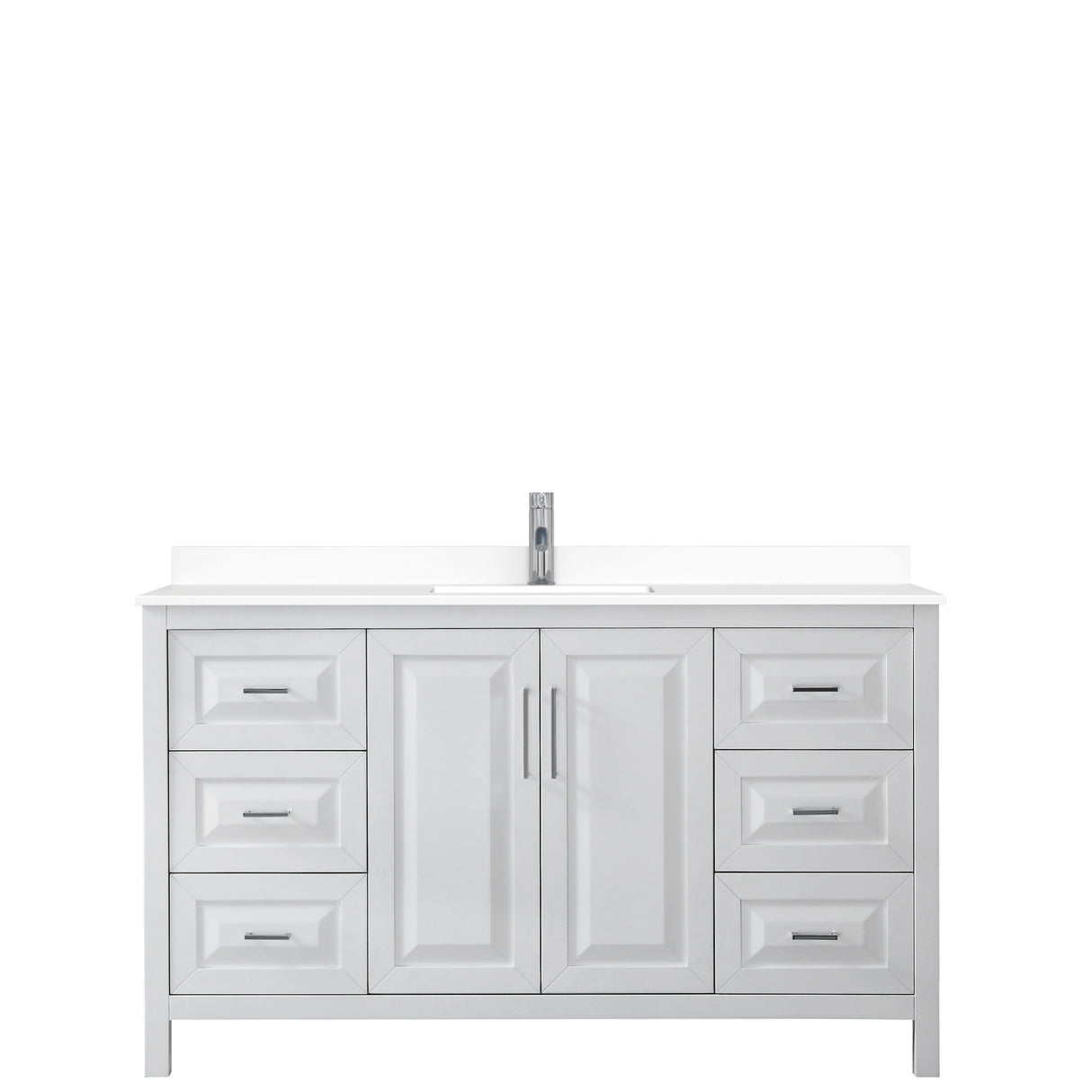 Daria 60 Inch Single Bathroom Vanity in White White Cultured Marble Countertop Undermount Square Sink No Mirror