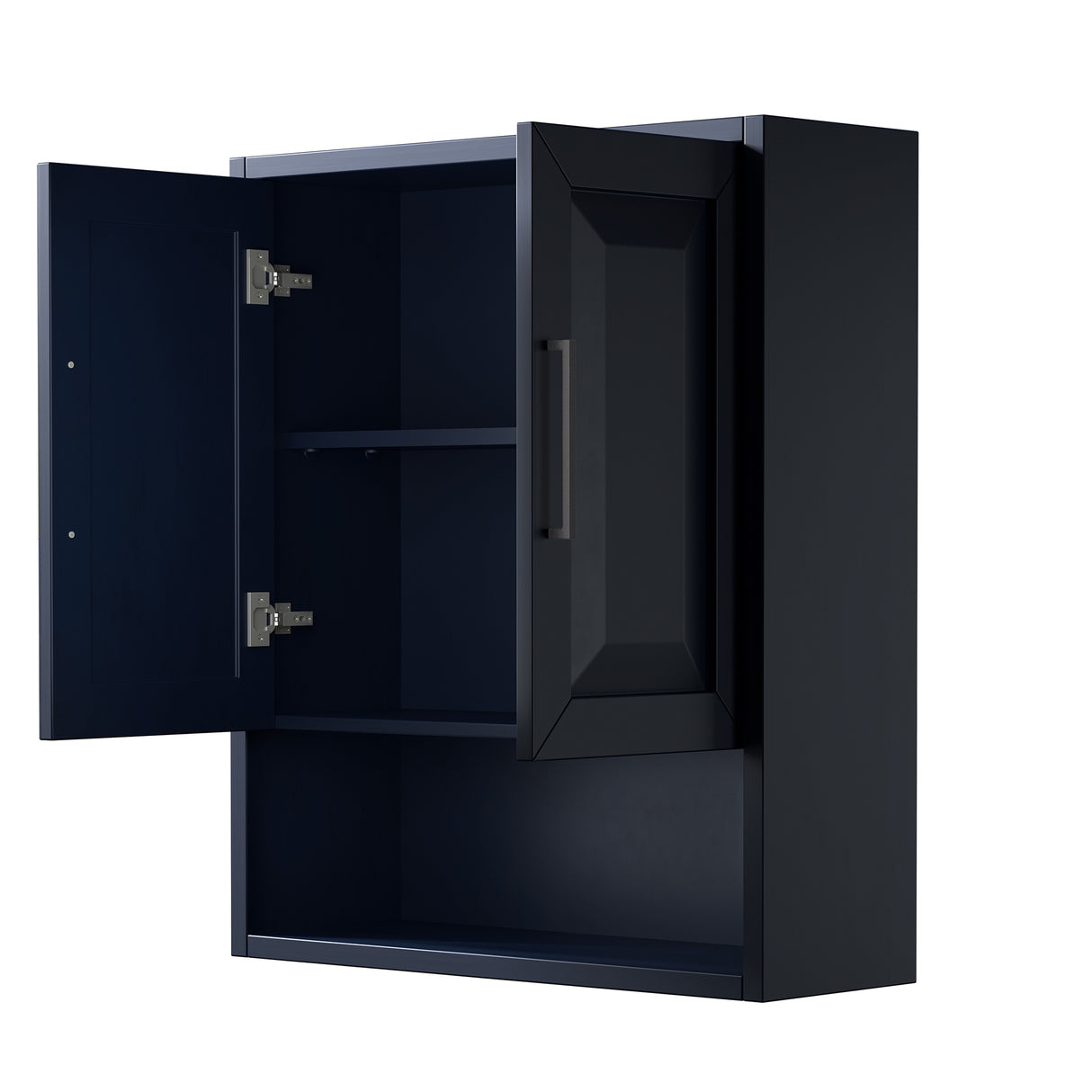 Daria Over-the-Toilet Bathroom Wall-Mounted Storage Cabinet in Dark Blue with Matte Black Trim
