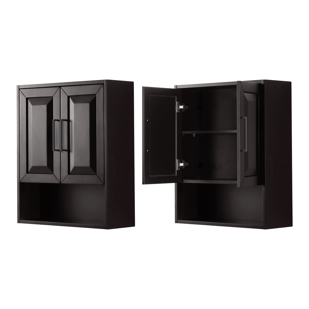 Daria Over-the-Toilet Bathroom Wall-Mounted Storage Cabinet in Dark Espresso with Matte Black Trim