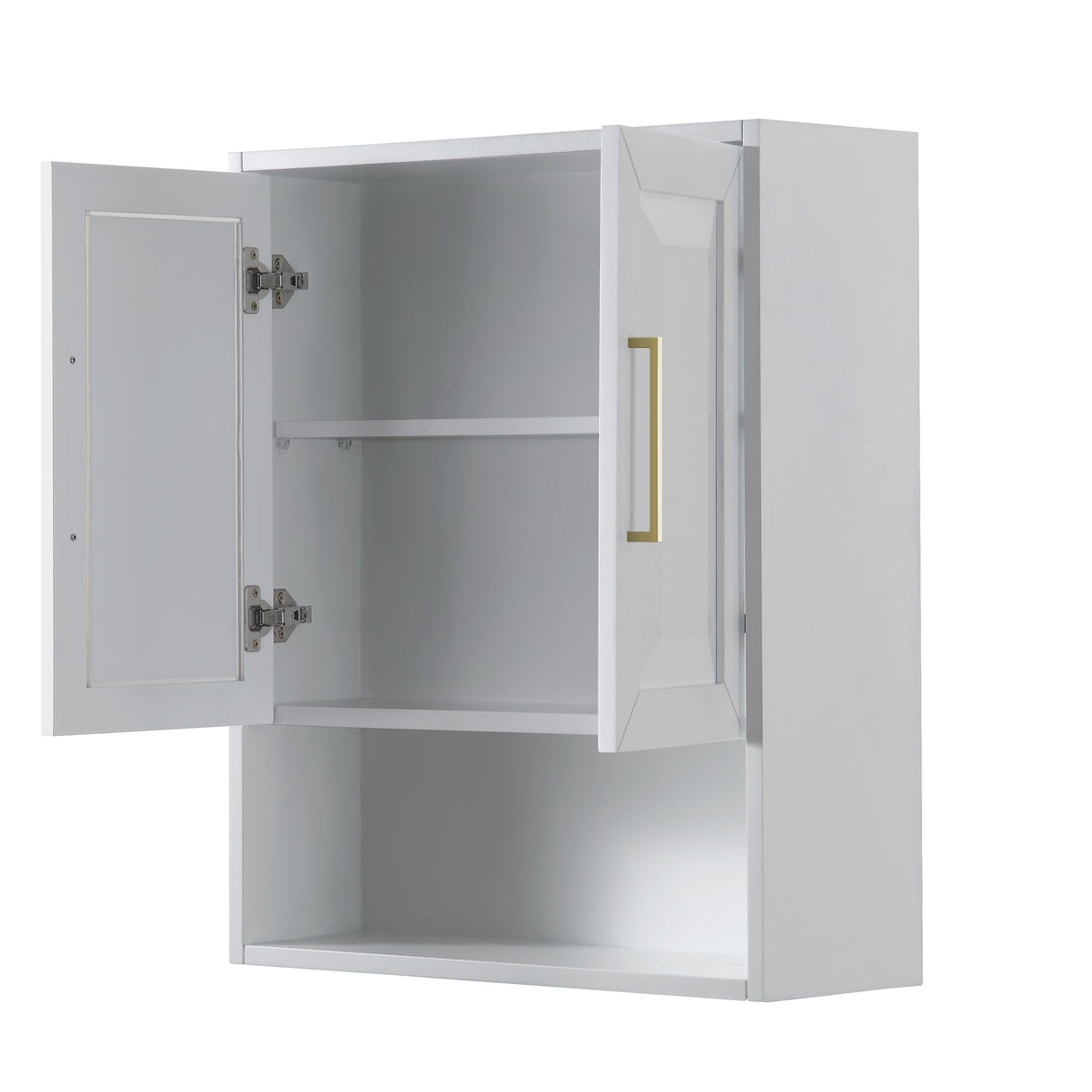 Daria Over-the-Toilet Bathroom Wall-Mounted Storage Cabinet in White with Brushed Gold Trim