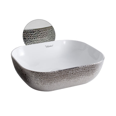 Isabella Plus Collection Rectangular Above Mount Basin with an Embossed  Exterior, Smooth Interior, and Center Drain
