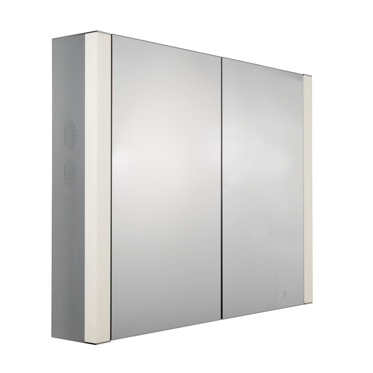 Musichaus Double Mirrored Door Medicine Cabinet with USB, SD Card, Bluetooth, FM radio, Speakers, Defogger, & Dimmer