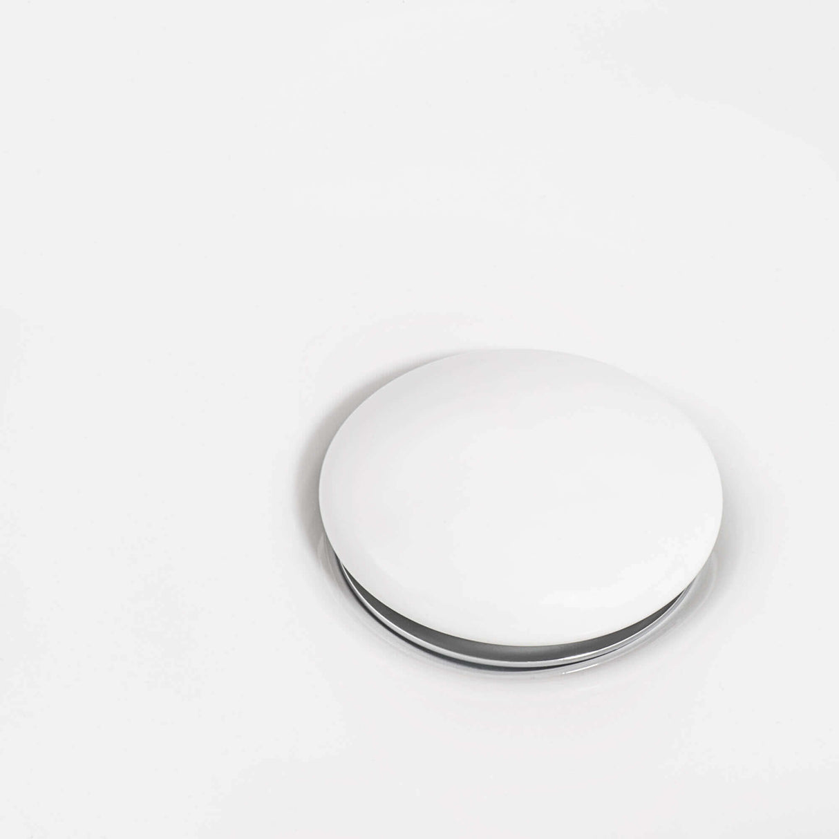 Ruvati White Ceramic Top Push Pop-up Drain for Bathroom Sinks without Overflow- RVA5102WH