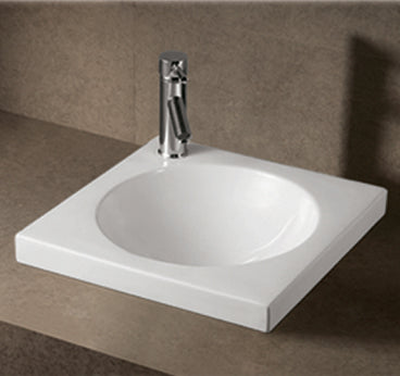 Isabella Collection Square Drop In Basin with an Integrated Round Bowl, Single Faucet Hole and Center Drain