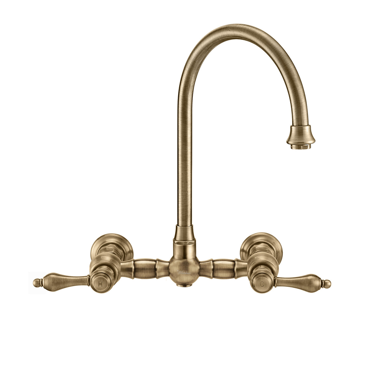 Vintage III Plus Wall Mount Faucet with a Long Gooseneck Swivel Spout, Lever Handles and Solid Brass Side Spray