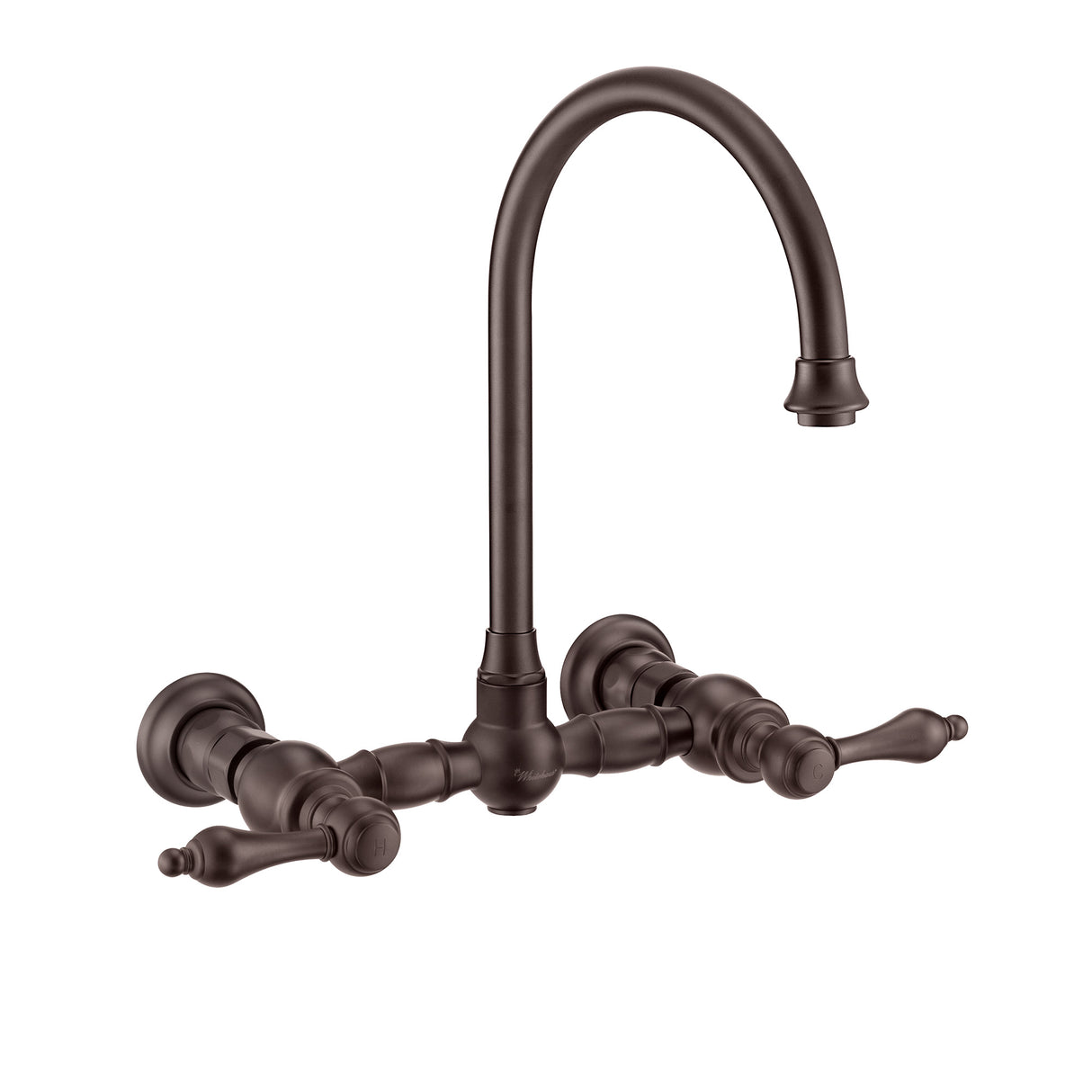 Vintage III Plus Wall Mount Faucet with a Long Gooseneck Swivel Spout, Lever Handles and Solid Brass Side Spray