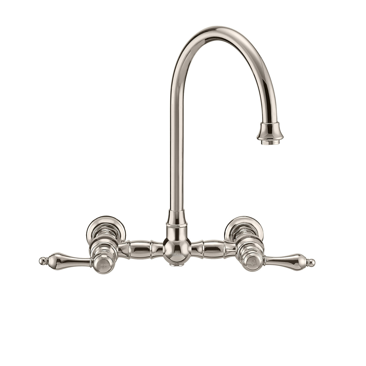 Vintage III Plus Wall Mount Faucet with a Long Gooseneck Swivel Spout, Lever Handles and Solid Brass Side Spray