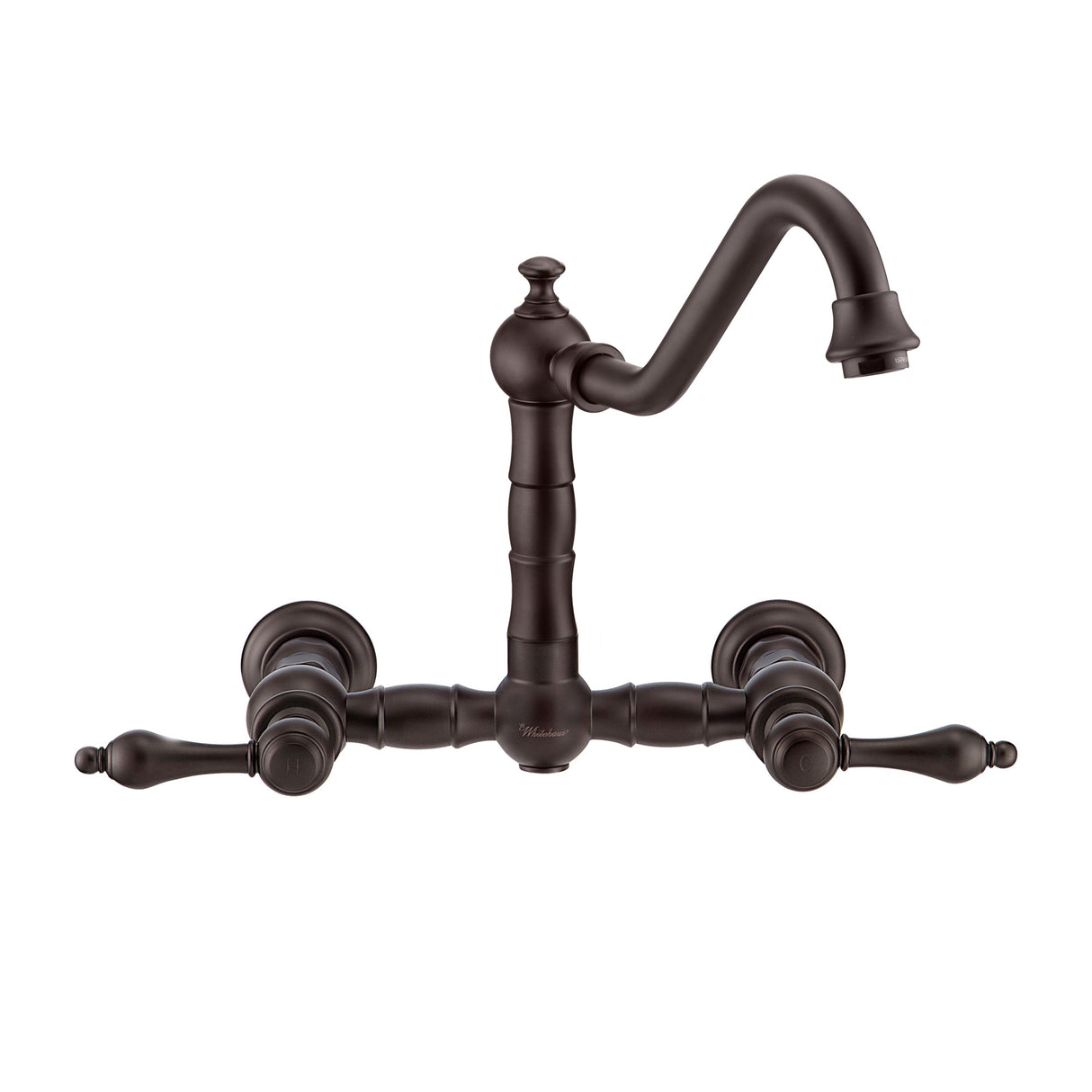 Vintage III Plus Wall Mount Faucet with a Long Traditional Swivel Spout, Lever Handles and Solid Brass Side Spray