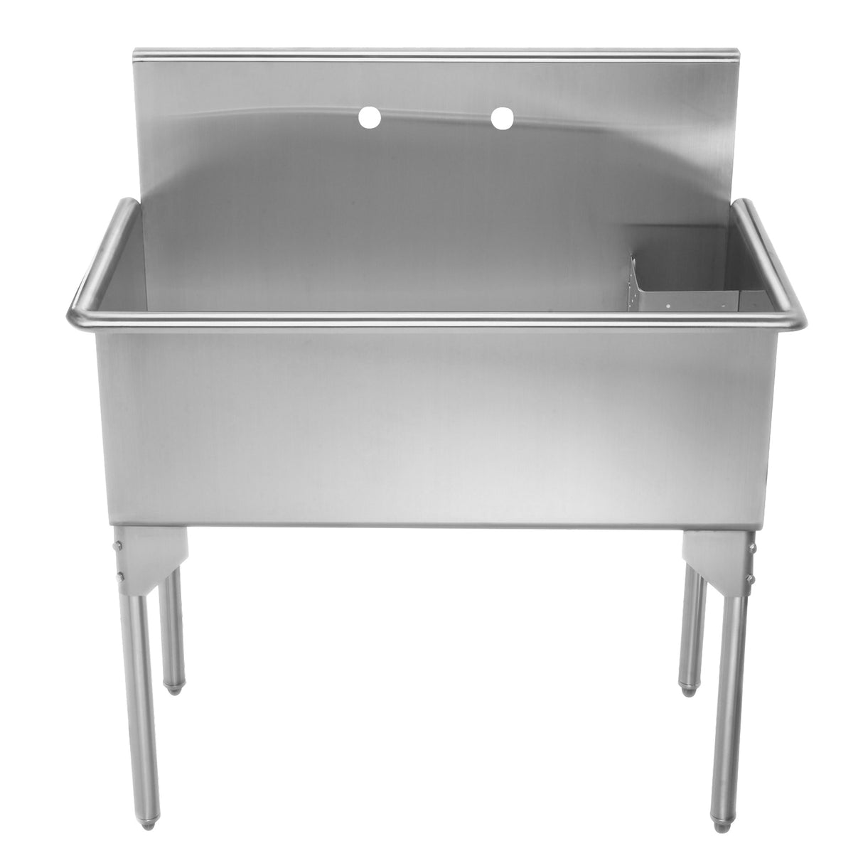 Pearlhaus Brushed Stainless Steel Large, Single Bowl Commerical Freestanding Utility Sink