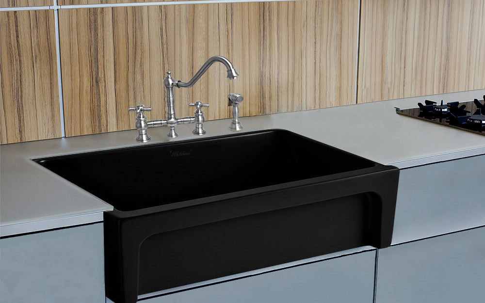 Glencove Fireclay 30" Reversible Sink with Elegant Beveled Front Apron on one side Decorative 2" Lip Plain on Opposite Side