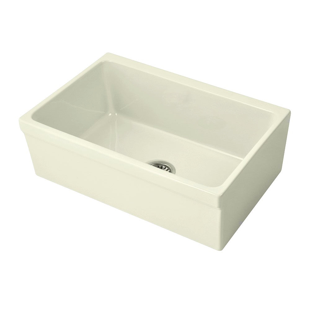 Glencove Fireclay 30" Reversible Sink with Elegant Beveled Front Apron on one side Decorative 2" Lip Plain on Opposite Side