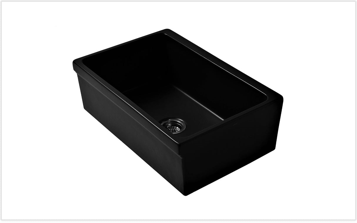 Glencove Fireclay 30" Reversible Sink with Elegant Beveled Front Apron on one side Decorative 2" Lip Plain on Opposite Side