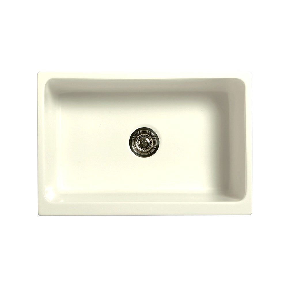 Glencove Fireclay 30" Reversible Sink with Elegant Beveled Front Apron on one side Decorative 2" Lip Plain on Opposite Side