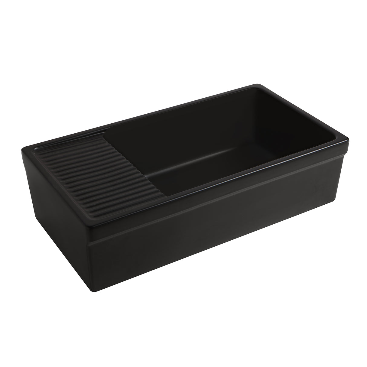Farmhaus Quatro Alcove Large Reversible Matte Fireclay Kitchen Sink with Integral Drainboard and a Decorative 2 ½" Lip Front Apron on Both Sides