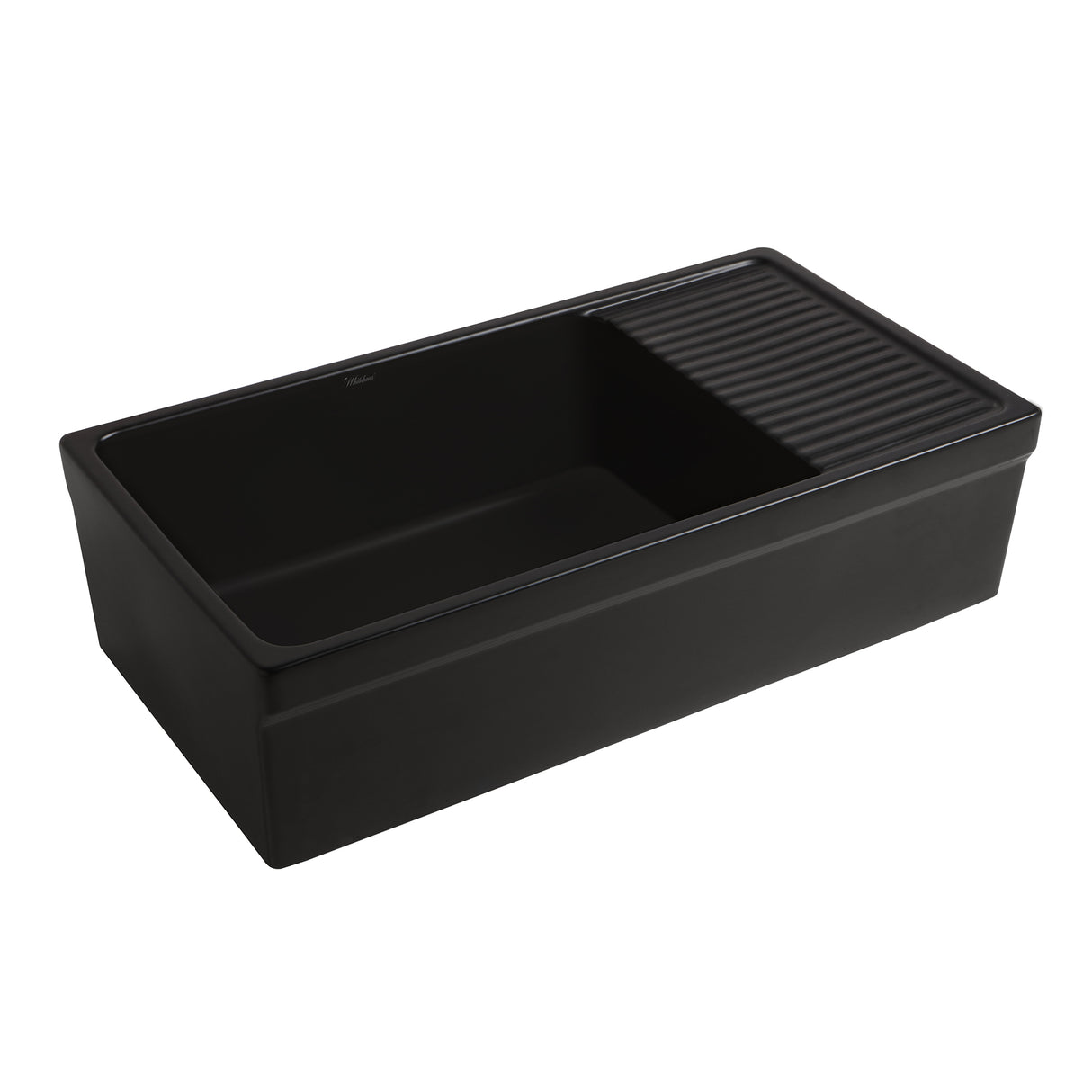 Farmhaus Quatro Alcove Large Reversible Matte Fireclay Kitchen Sink with Integral Drainboard and a Decorative 2 ½" Lip Front Apron on Both Sides