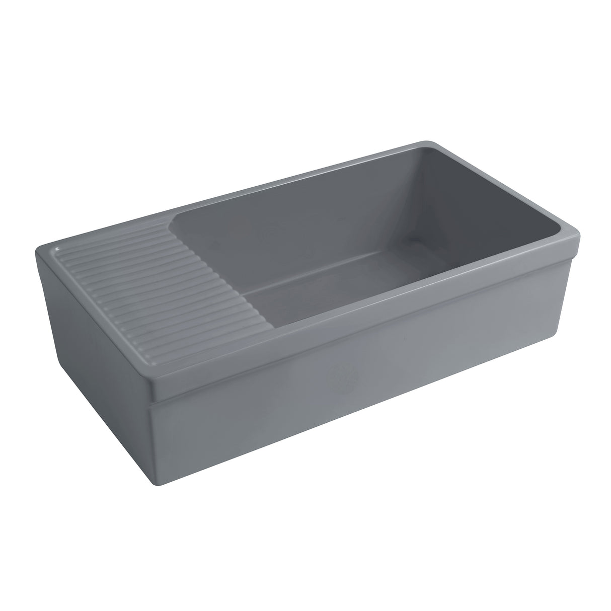 Farmhaus Quatro Alcove Large Reversible Matte Fireclay Kitchen Sink with Integral Drainboard and a Decorative 2 ½" Lip Front Apron on Both Sides