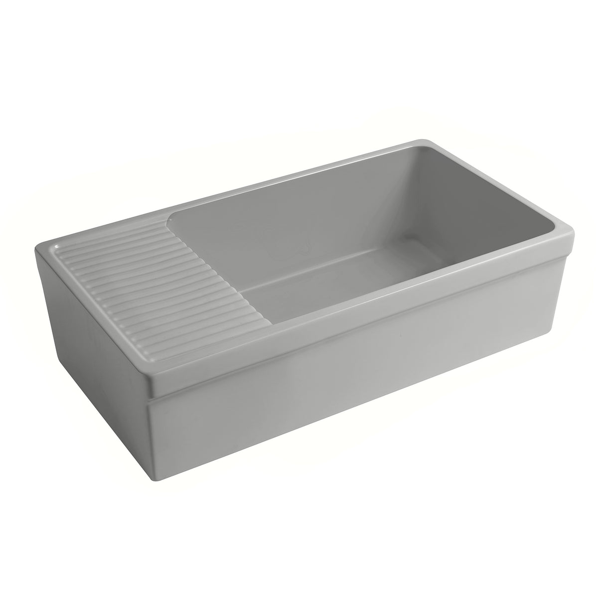 Farmhaus Quatro Alcove Large Reversible Matte Fireclay Kitchen Sink with Integral Drainboard and a Decorative 2 ½" Lip Front Apron on Both Sides