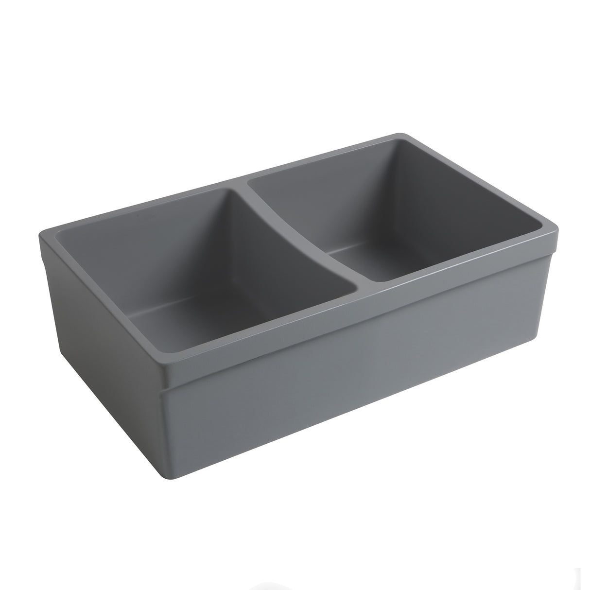 Farmhaus Quatro Alcove Reversible Matte Double Bowl Fireclay Kitchen Sink with Fluted 2" Lip Front Apron on one Side and a 2 ½" Lip Plain on the Opposite Side