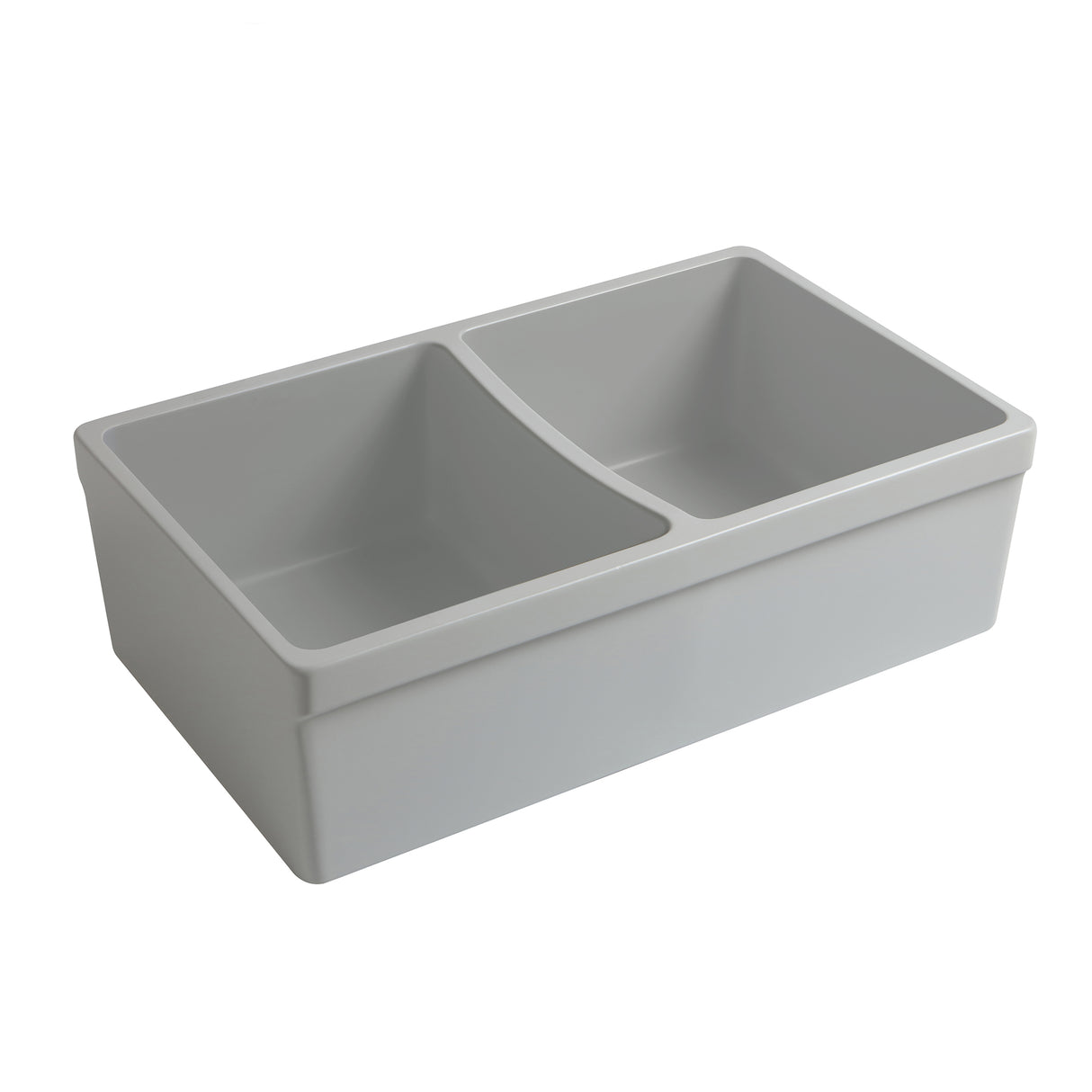 Farmhaus Quatro Alcove Reversible Matte Double Bowl Fireclay Kitchen Sink with Fluted 2" Lip Front Apron on one Side and a 2 ½" Lip Plain on the Opposite Side