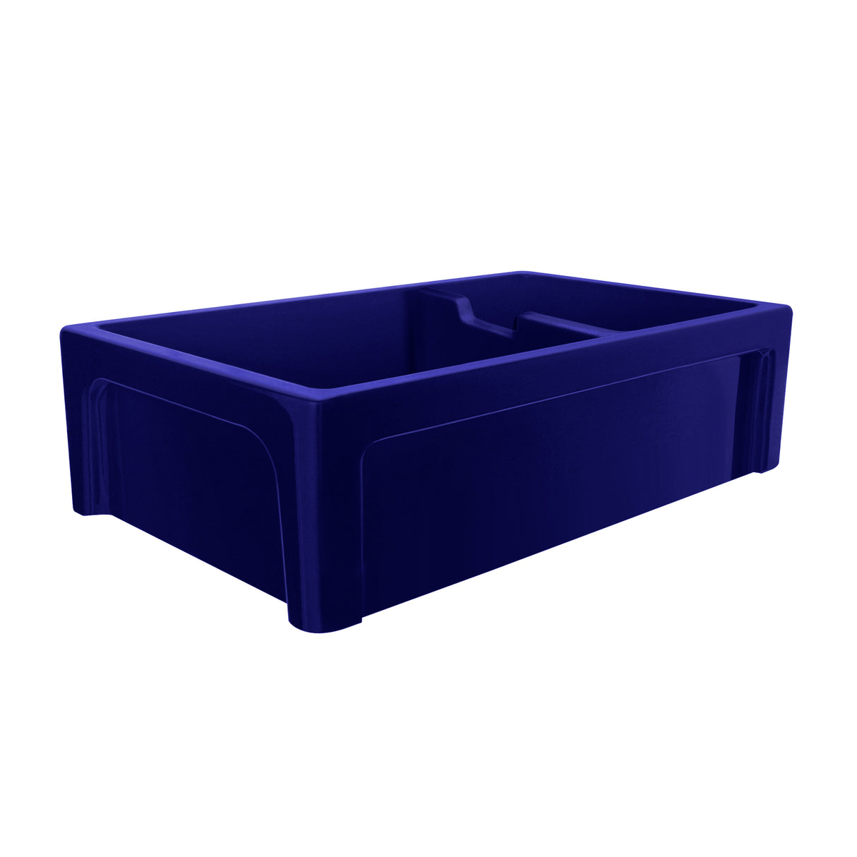 Glencove Fireclay 42" Large Double Bowl Reversible Sink with an Elegant Beveled Front Apron on One Side and a Decorative Lip on the Opposite Side