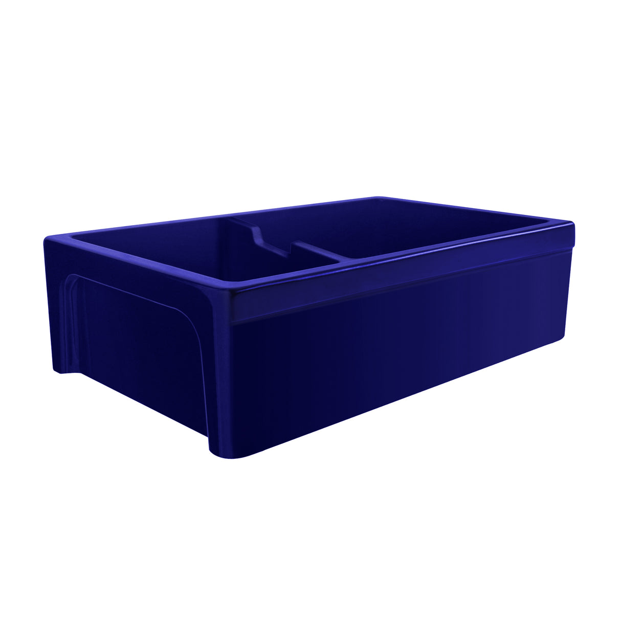 Glencove Fireclay 42" Large Double Bowl Reversible Sink with an Elegant Beveled Front Apron on One Side and a Decorative Lip on the Opposite Side