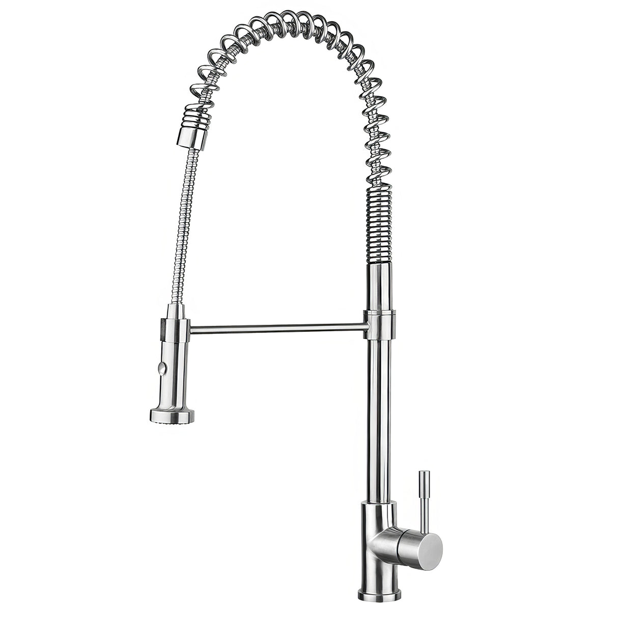 Waterhaus Lead Free, Solid Stainless Steel Commerical Single-Hole Faucet with Flexible Pull Down Spray Head, Swivel Spout Support Bar and Solid Lever Handle