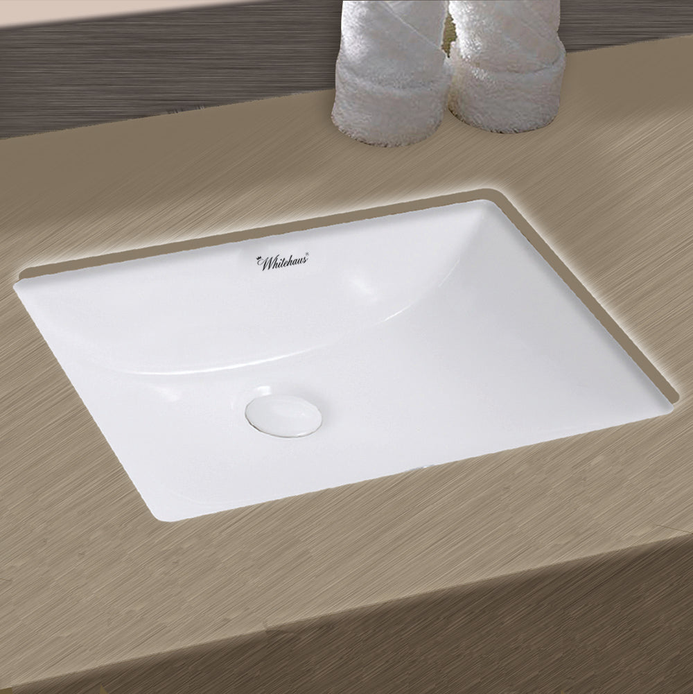 Isabella Plus Collection 21 inch Rectangular Undermount basin with overflow and rear center drain