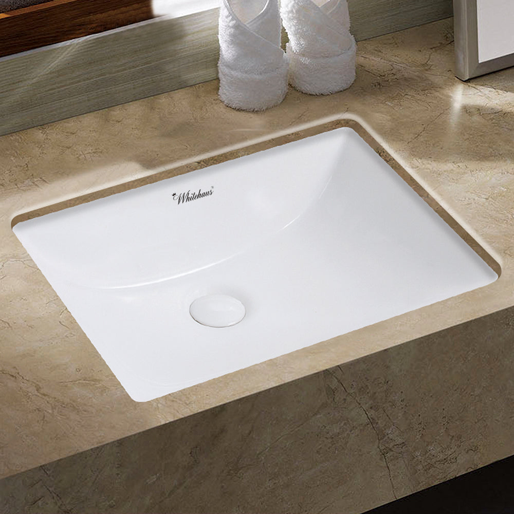 Isabella Plus Collection 21 inch Rectangular Undermount basin with overflow and rear center drain