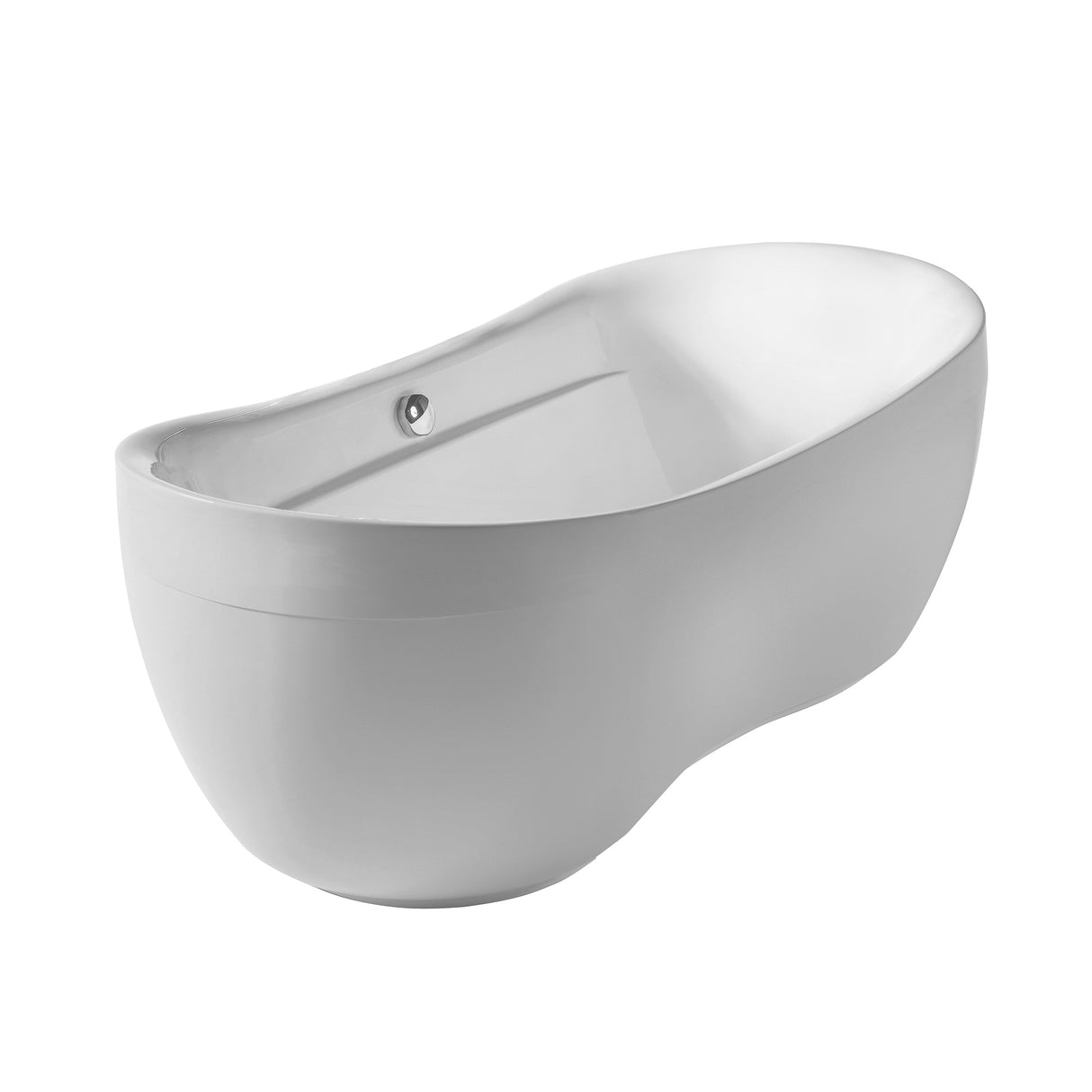 Bathhaus Oval Double Ended Lucite Acrylic Freestanding Bathtub with Curved Rim and a chrome mechanical pop-up waste and chrome center drain with internal overflow