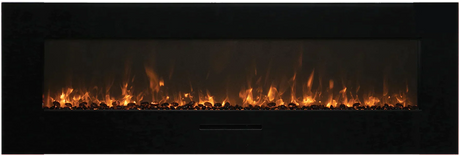Amantii WM-FM-72-8123-BG Wall Mount/ Flush Mount Smart Electric  72" Indoor / Outdoor WiFi Enabled Fireplace , Featuring a MultiFunction Remote Control , Multi Speed Flame Motor