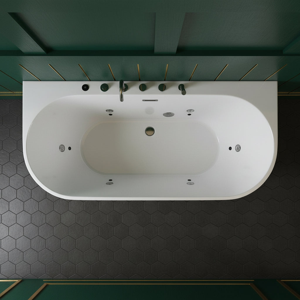 New England Home Goods Seven 63" Freestanding Tub in White - Stone Resin Solid Surface